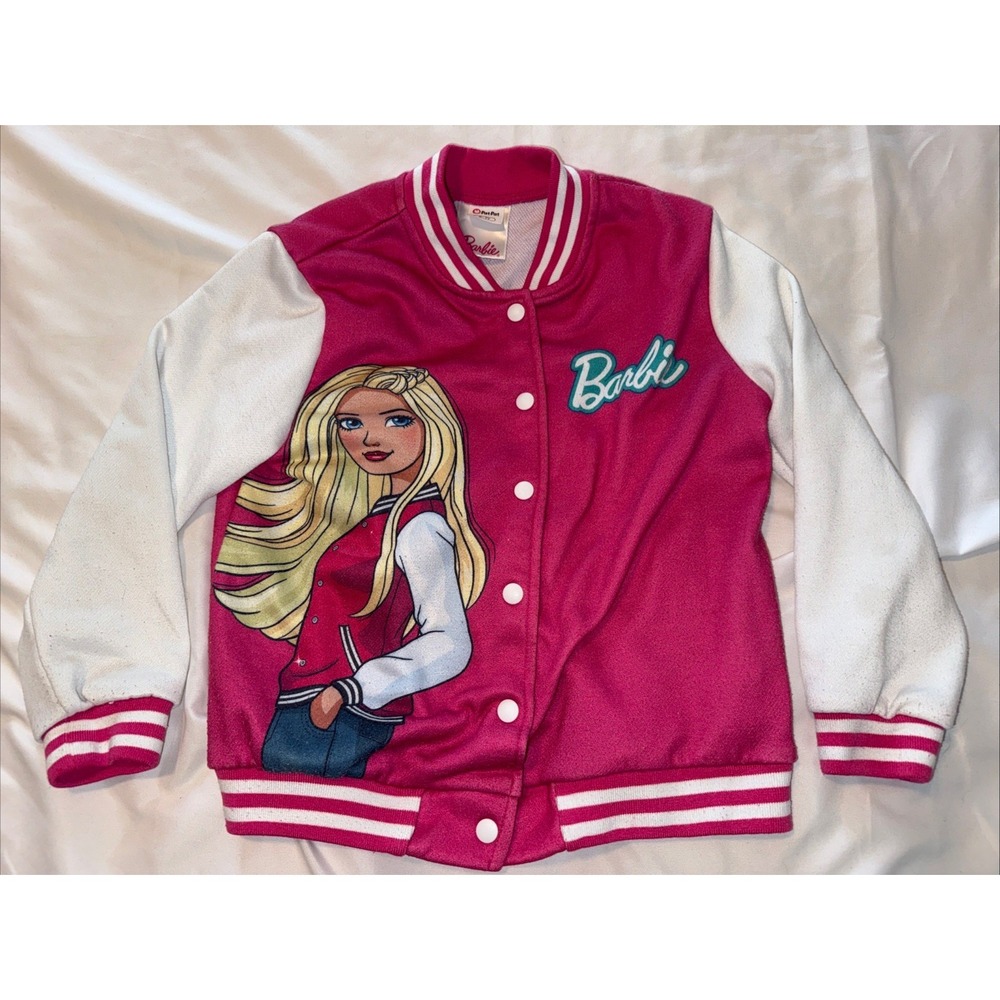 Barbie Bomber Jacket. Size 6-7,  Pink&white. 50's Style